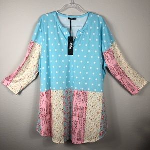 NWT Lily 3XL Polka Dot Floral Tunic